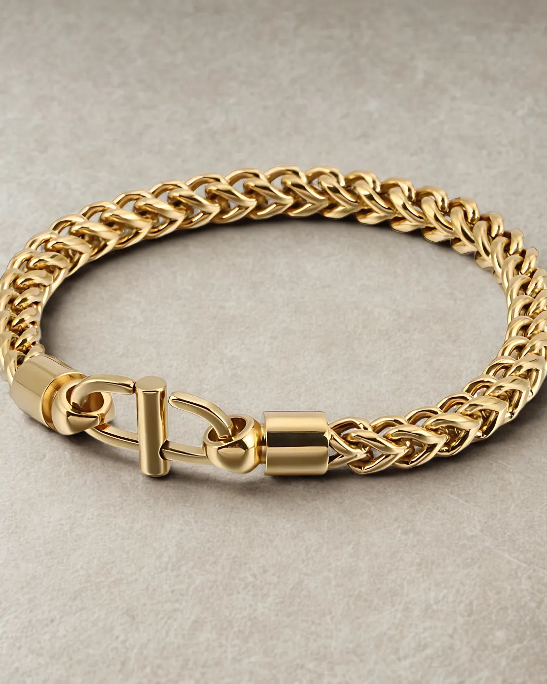 Men's Gold Tone Titanium Steel Chain Bracelet | Simple Style Link Bracelet