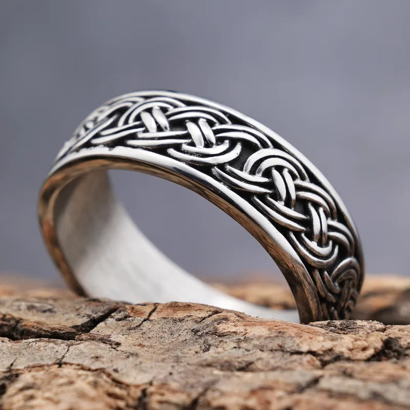 Men's Celtic Knot Stainless Steel Ring – Norse Viking Style Band