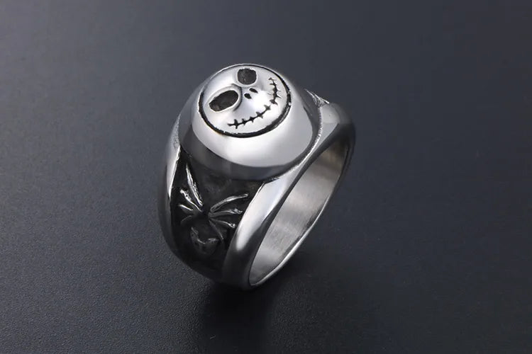 Retro Punk Smile Face Ring – 304 Stainless Steel Men's Gothic Statement Ring