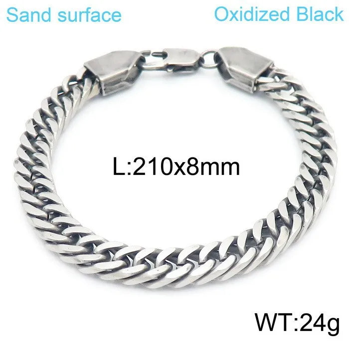 Bold Oxidized Black Cuban Link Stainless Steel Bracelet and Necklace set – 8mm, 24g