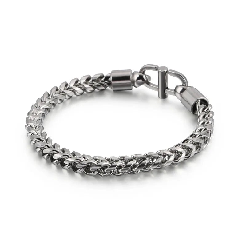 Minimalistic Solid Color Titanium Steel Plating Chain Men's Bracelets