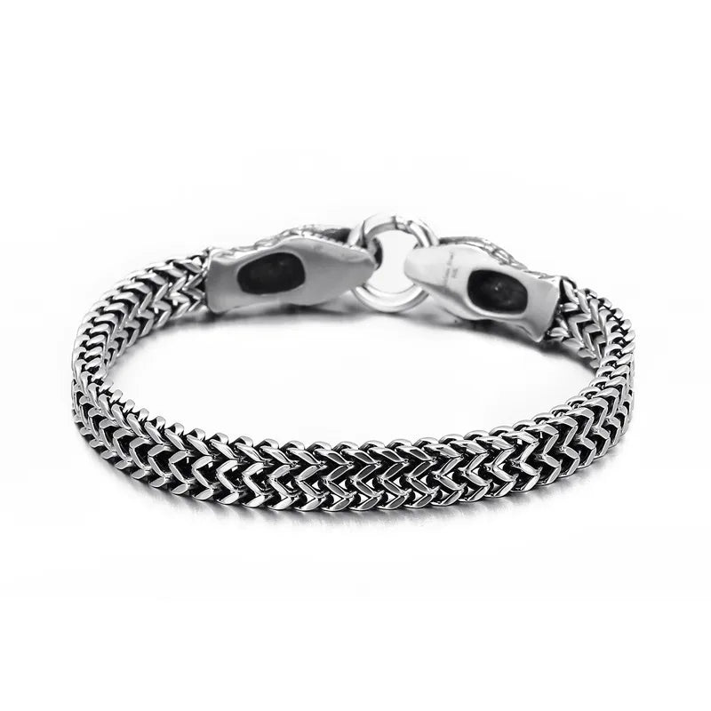 Stainless Steel Snake Head Bracelet – Men's 21cm Cool Chain Design