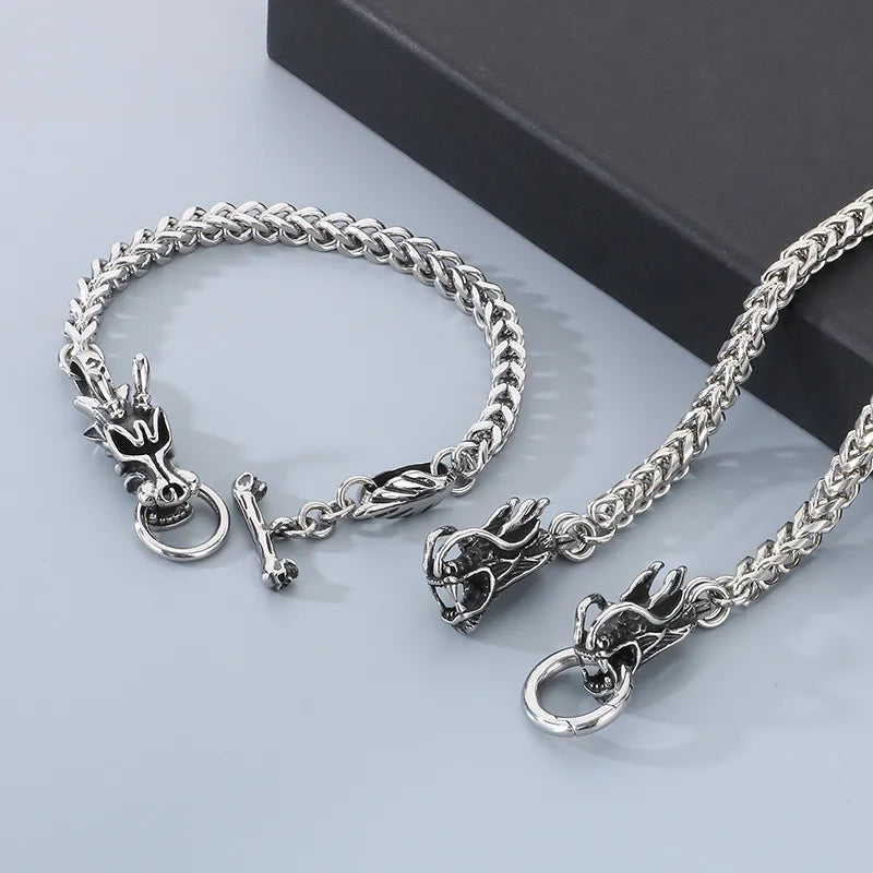 Dragon Clasp Chain Bracelet – Stainless Steel Men’s Statement Piece