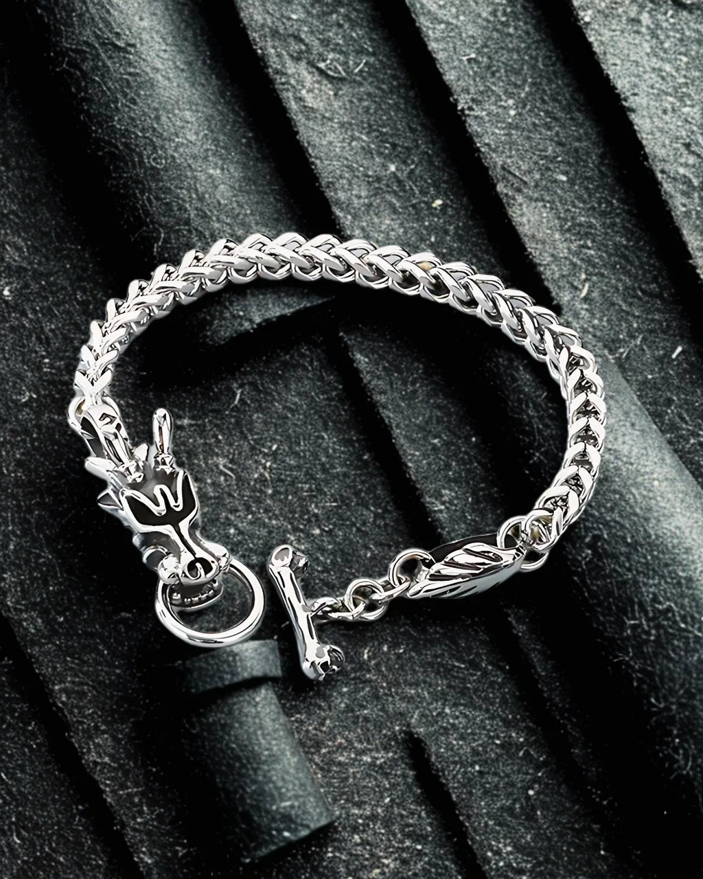 Dragon Clasp Chain Bracelet – Stainless Steel Men’s Statement Piece