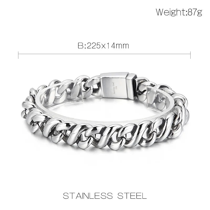 Bold Cuban Link Stainless Steel Bracelet – 14mm, 87g