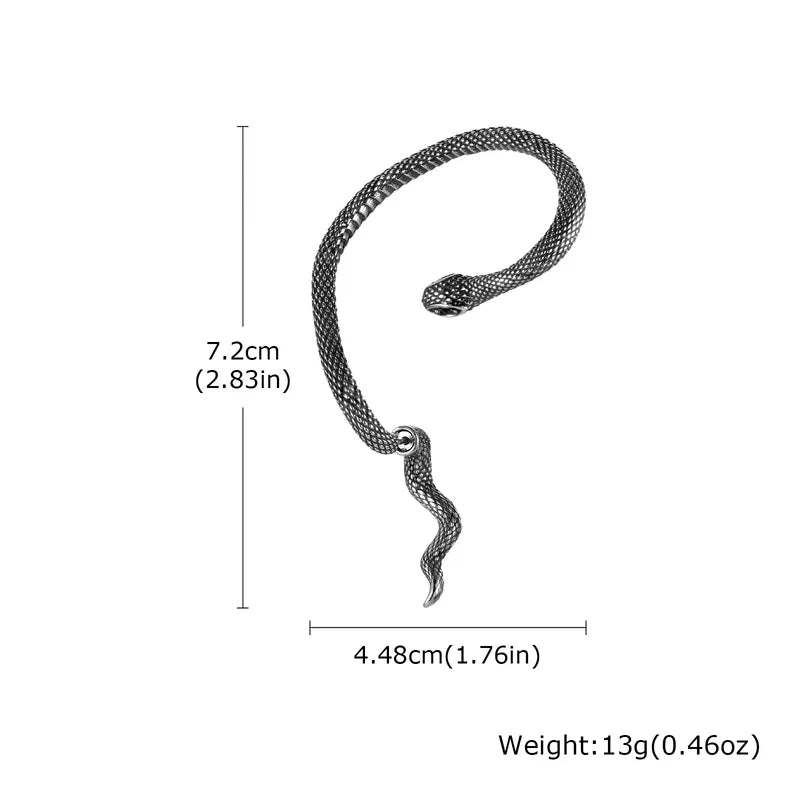 Snake-Shaped Stainless Steel Ear Cuff – Hip-Hop Style (1 Piece)