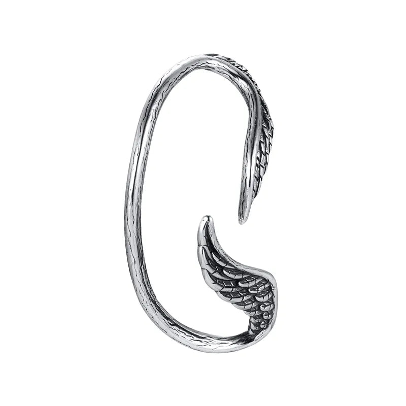 Gothic Wings Stainless Steel Ear Cuff – Adjustable Non-Pierced Earring for Men