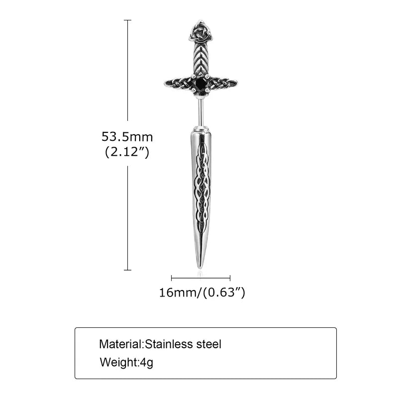 Men's Sword Dagger Stud Earring – 201 Stainless Steel Punk Statement Piece