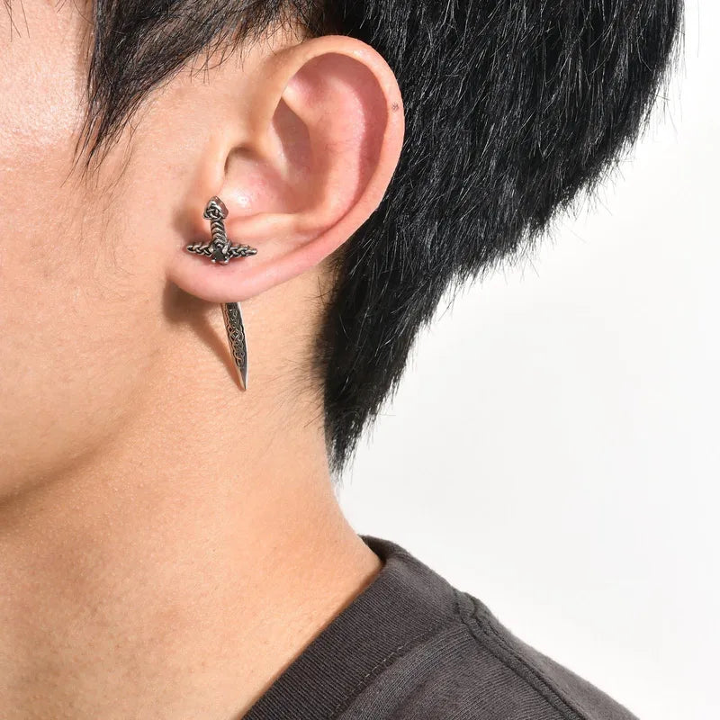 Men's Sword Dagger Stud Earring – 201 Stainless Steel Punk Statement Piece