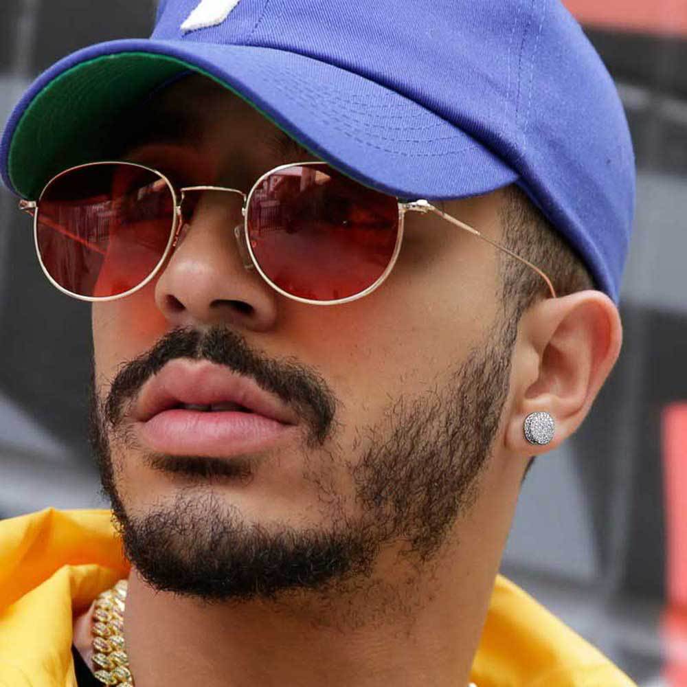 Hip-Hop Iced Out Round Zircon Stud Earrings for Men – Platinum Plated Screw Back