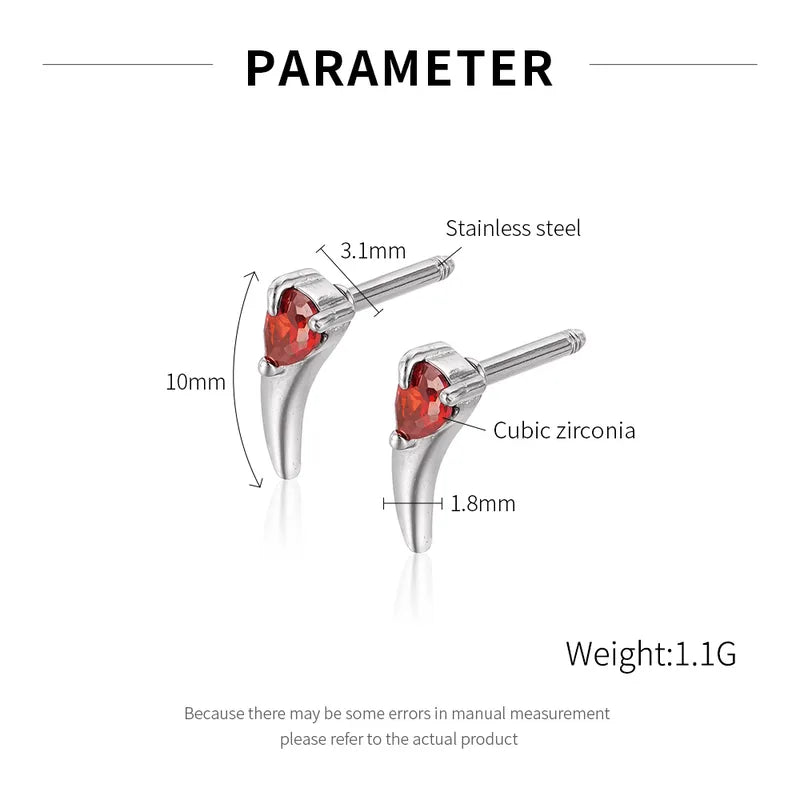 Fang Flame Red Claw Stud Earrings – Stainless Steel