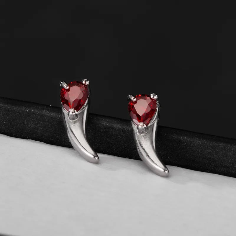Fang Flame Red Claw Stud Earrings – Stainless Steel