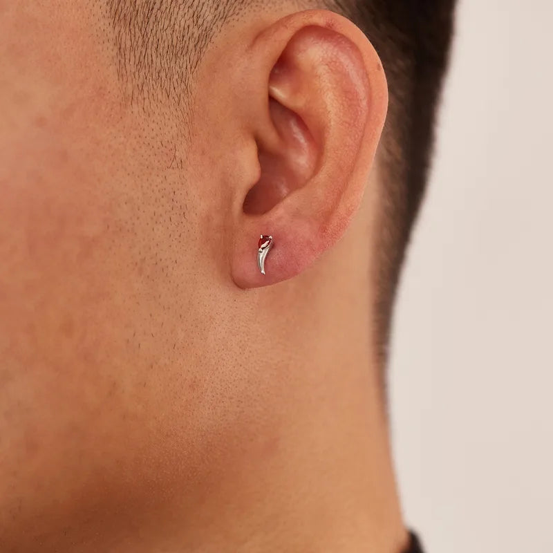 Fang Flame Red Claw Stud Earrings – Stainless Steel