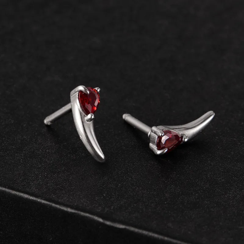 Fang Flame Red Claw Stud Earrings – Stainless Steel