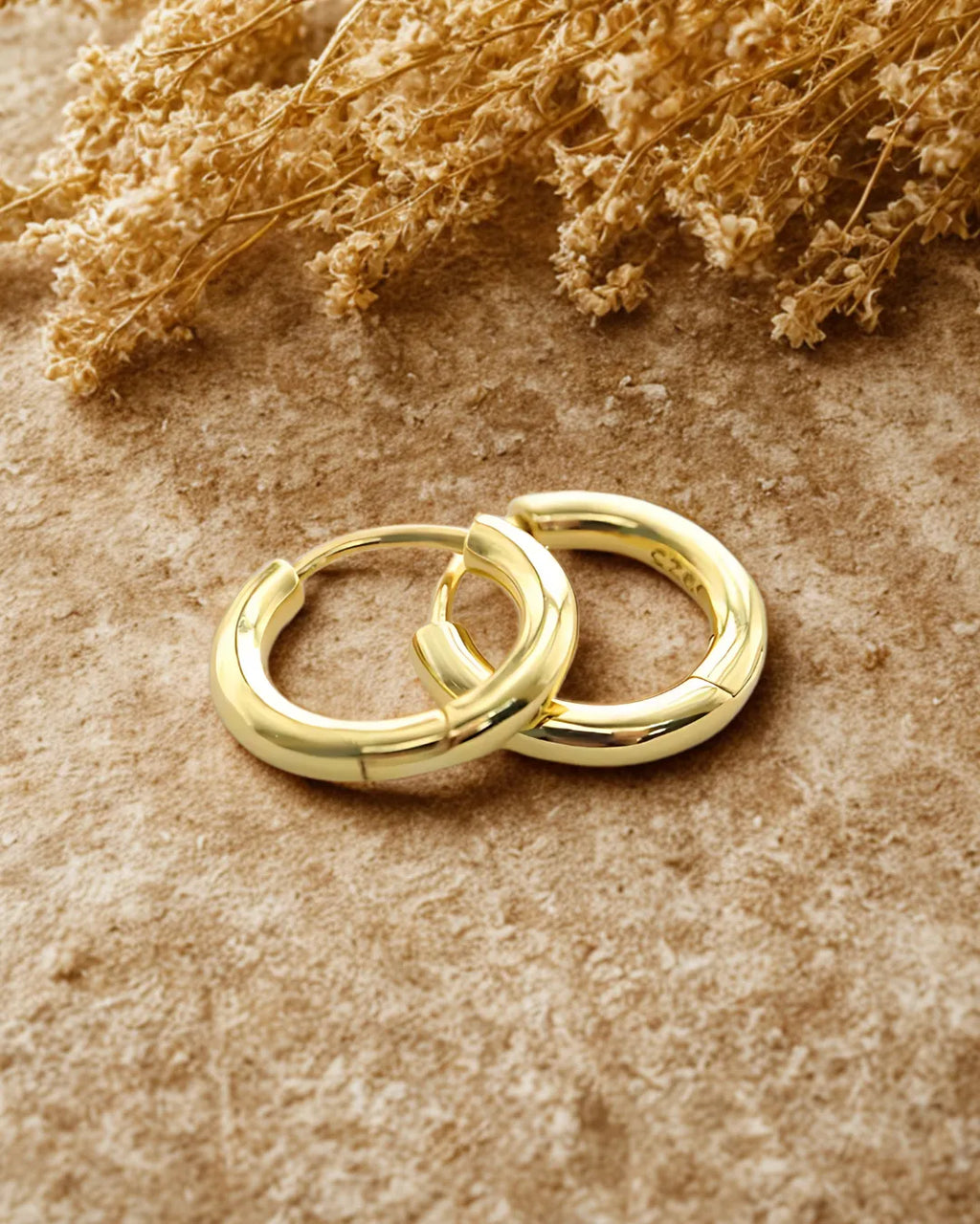18K Gold-Plated 925 Sterling Silver Hoop Earrings – 2.4mm x 15mm Minimal Design