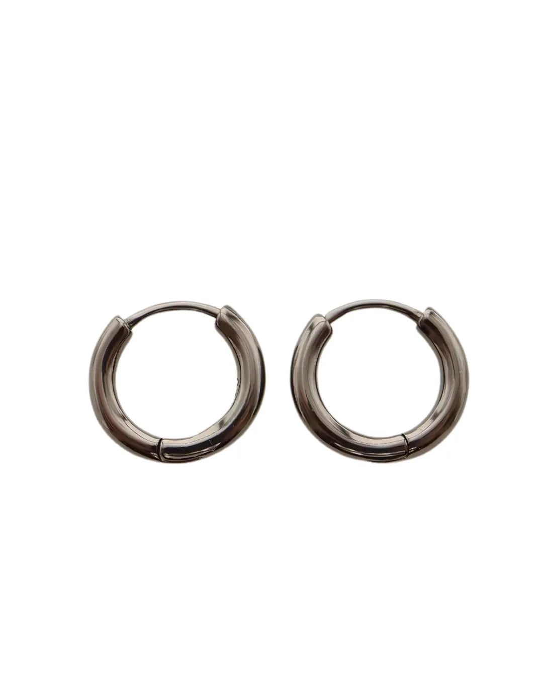 925 Sterling Silver Hoop Earrings – Metallic Black-Plated, 2.4mm x 15mm Minimal Design