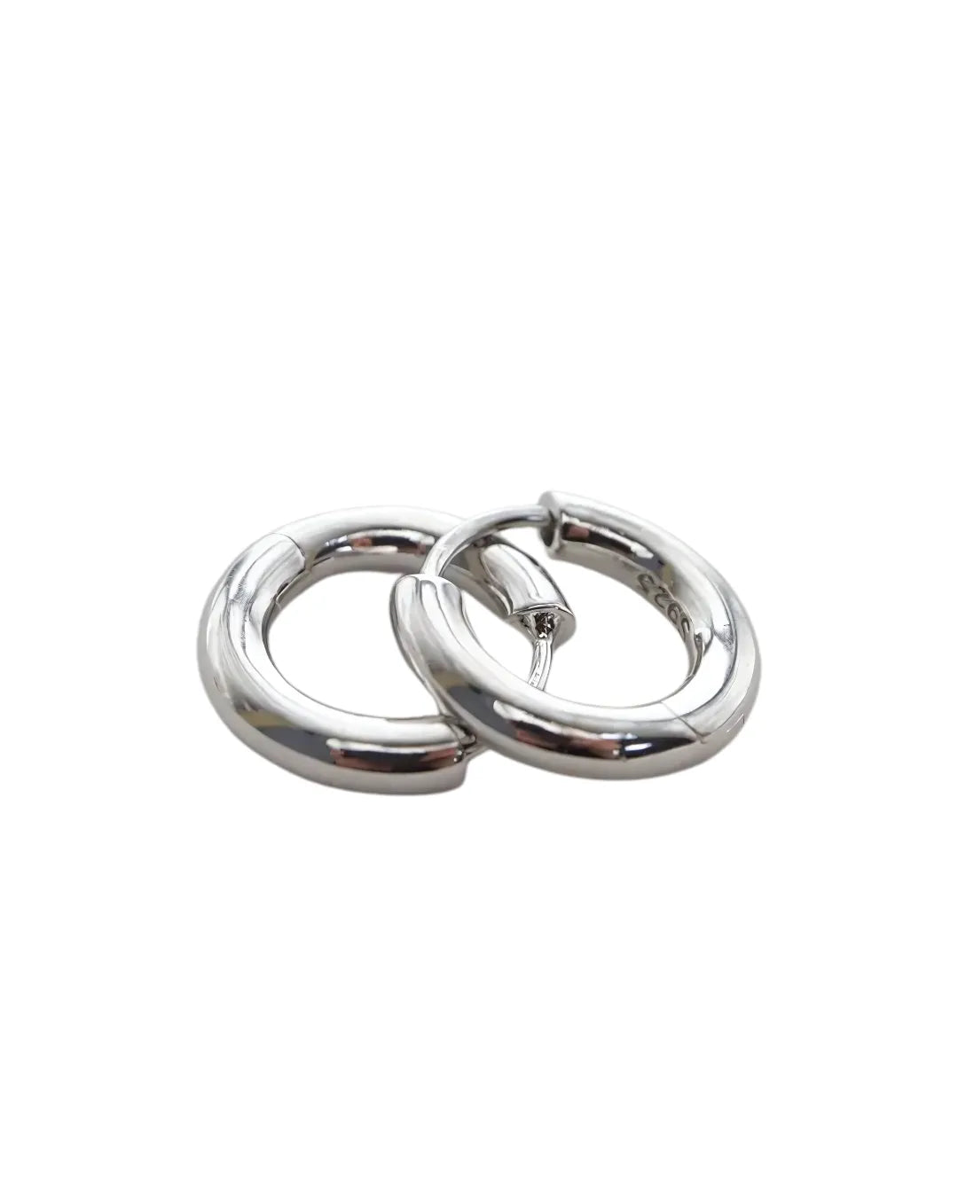 925 Sterling Silver Hoop Earrings – 3.2mm Thick, 16mm Diameter, Platinum Finish