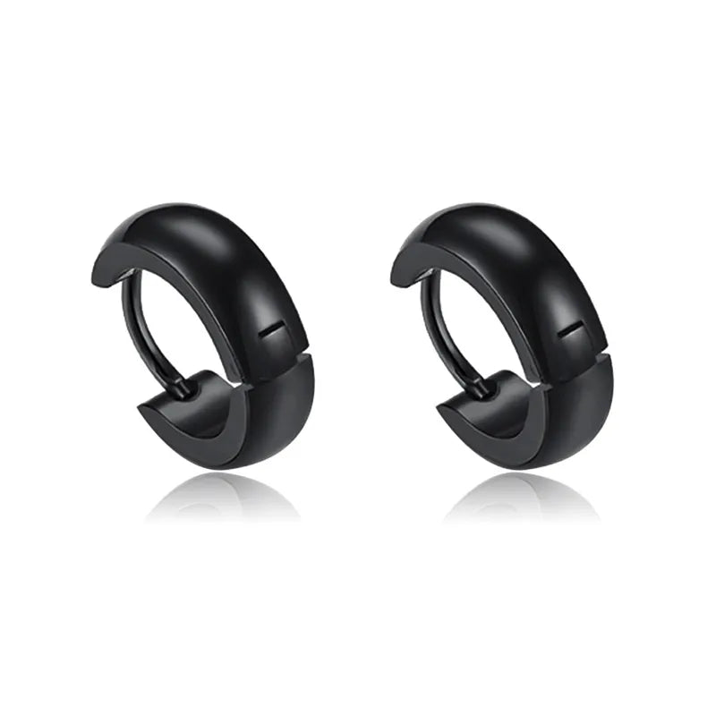 Black Hoop & Dangle Earring Set for Men – Stainless Steel Minimal & Statement Styles (Multiple Pairs)