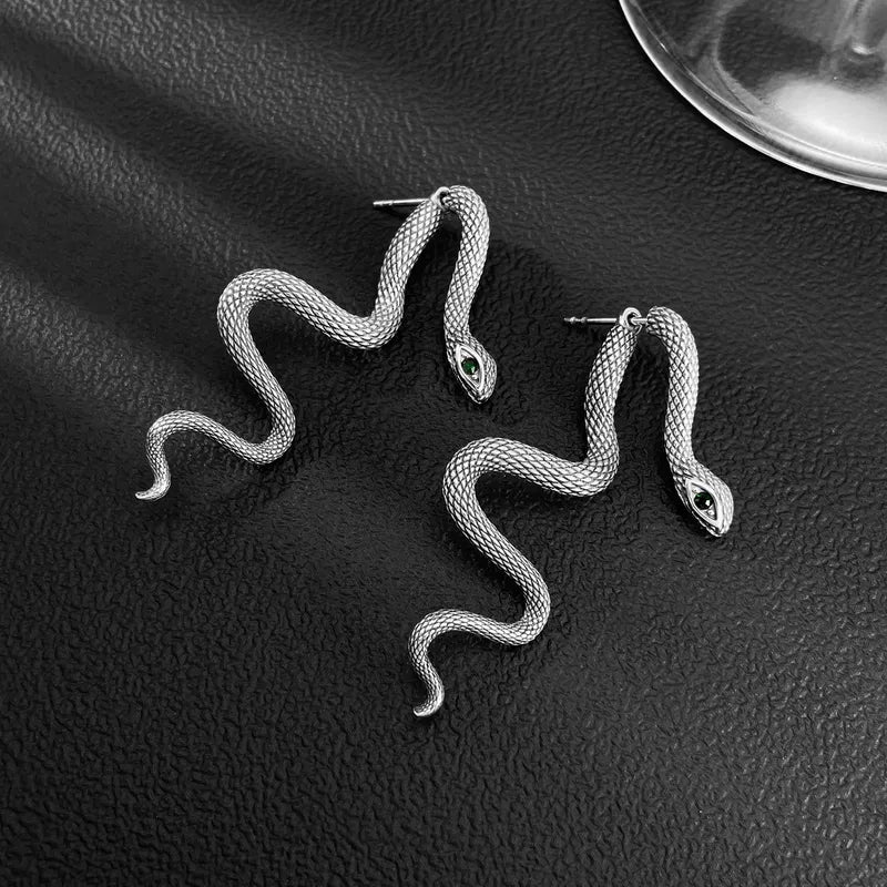Men’s Snake Stud Earrings – 3D Serpent Design in Stainless Steel