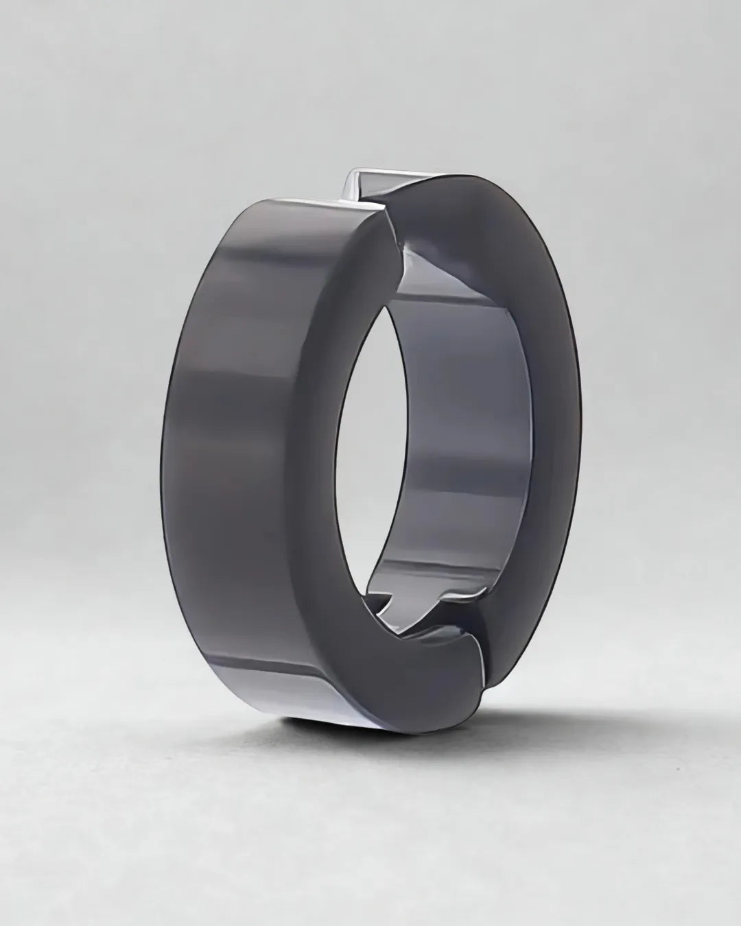 Men’s Black Stainless Steel Hoop Earring – Minimal Vintage Style