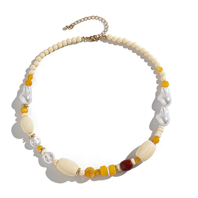 Color Block Beaded Necklace for Men – Vacation Style with Imitation Pearls