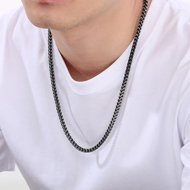 Vintage Cuban Chain Necklace for Men – 304 Stainless Steel, 6mm, 65cm Length, 85g Weight