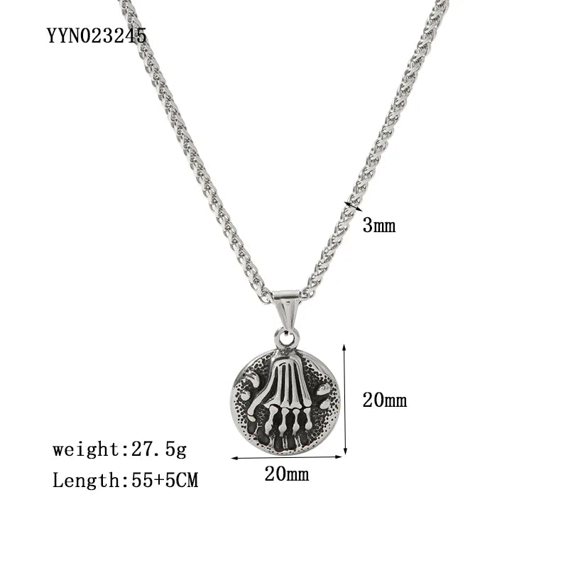 Men's Vintage Skeleton Hand Pendant Necklace | Hip-Hop 201 Stainless Steel (55+5cm)