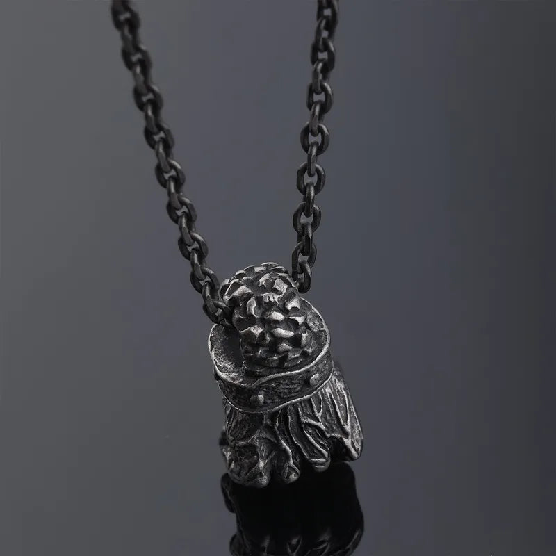 Distressed Punk Fist Pendant Necklace – Stainless Steel Men's Chain