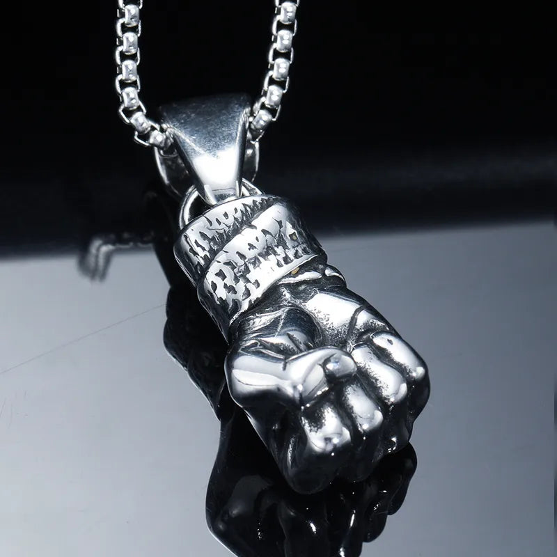 Men's Hip-Hop Fist Pendant Necklace | Polished Titanium Steel Chain (45-55cm)