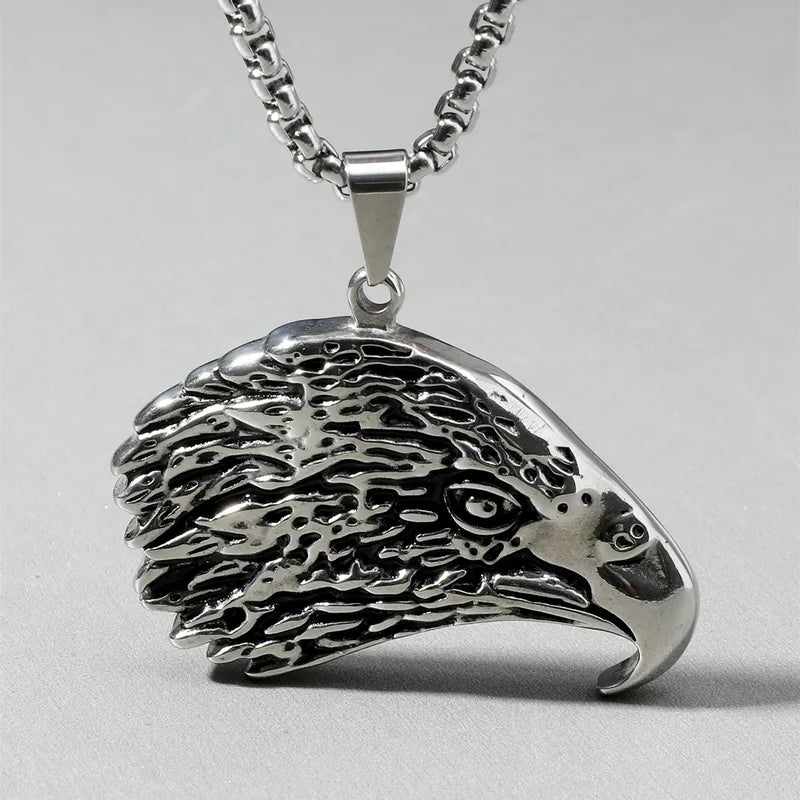 Eagle Head Pendant Necklace – Bold Titanium Steel Chain for Men