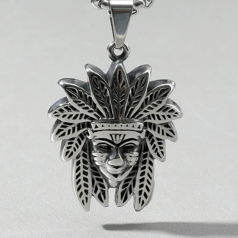 Tribal Warrior Pendant Necklace – Titanium Steel Bold Statement for Men