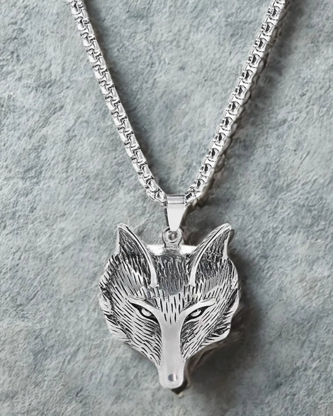 Fox Head Pendant Necklace for Men – Titanium Steel, 45–55cm Chain