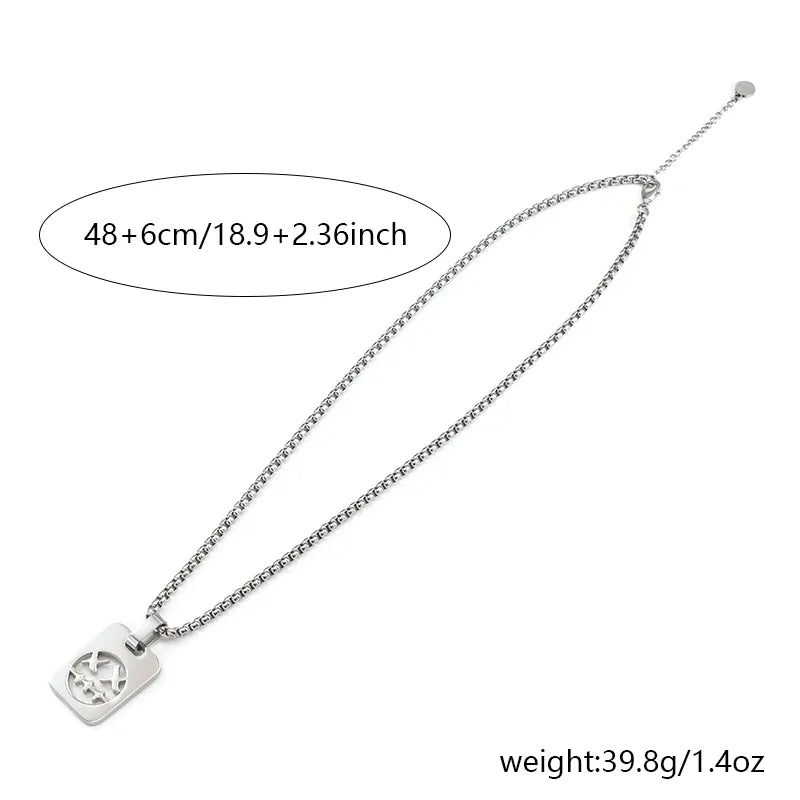 Punk Hollow Smile Pendant – Titanium Steel Chain Necklace for Men