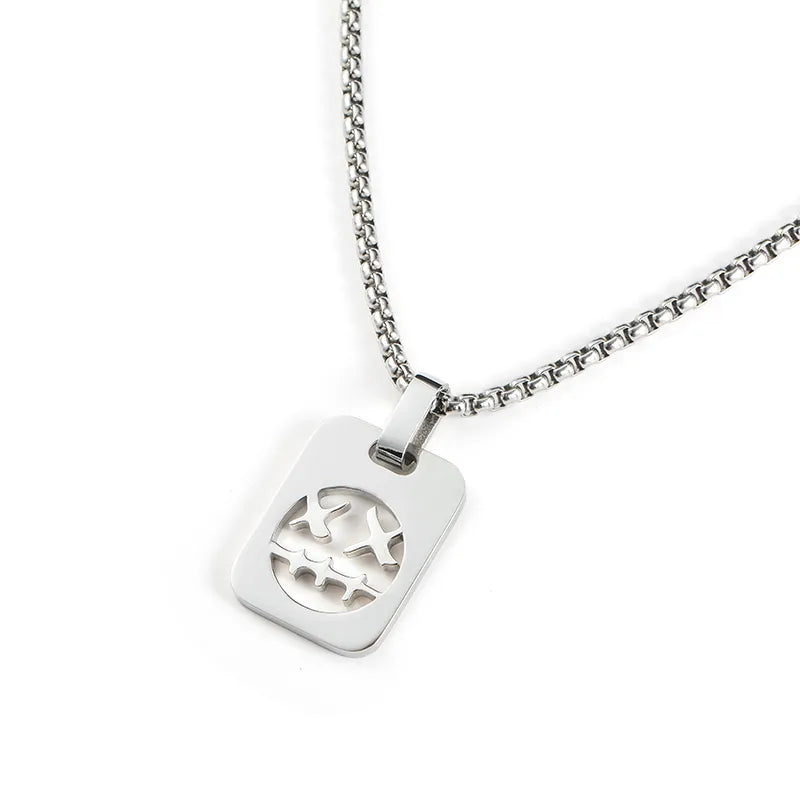 Punk Hollow Smile Pendant – Titanium Steel Chain Necklace for Men