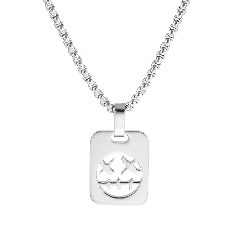 Punk Hollow Smile Pendant – Titanium Steel Chain Necklace for Men