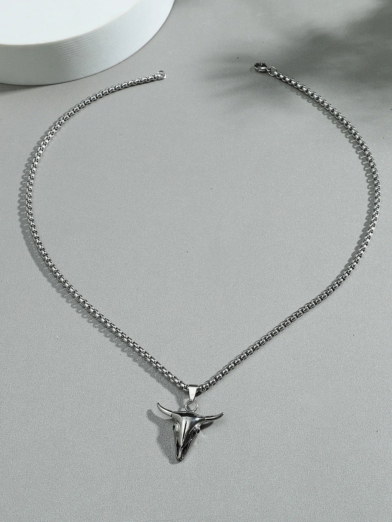 Bull Skull Pendant Necklace – Titanium Steel Statement Chain for Men