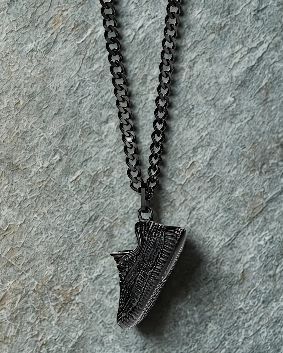 Black Sneaker Pendant Necklace for Men – 304 Stainless Steel, 60cm Chain