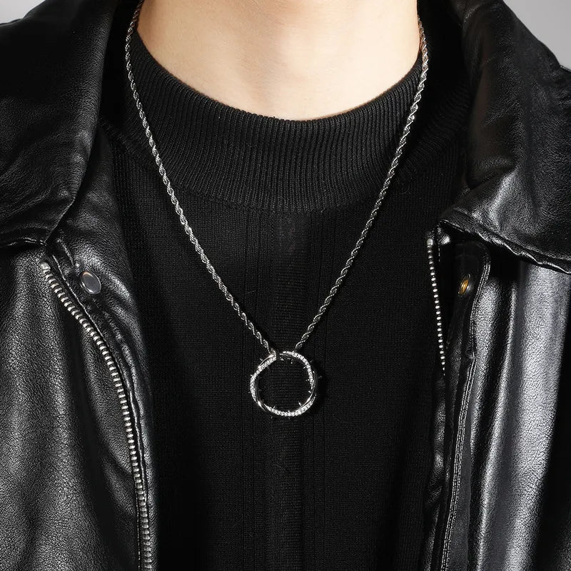 Crown of Thorns Pendant Necklace for Men – Stainless Steel & Zircon Hip-Hop Chain – 60cm