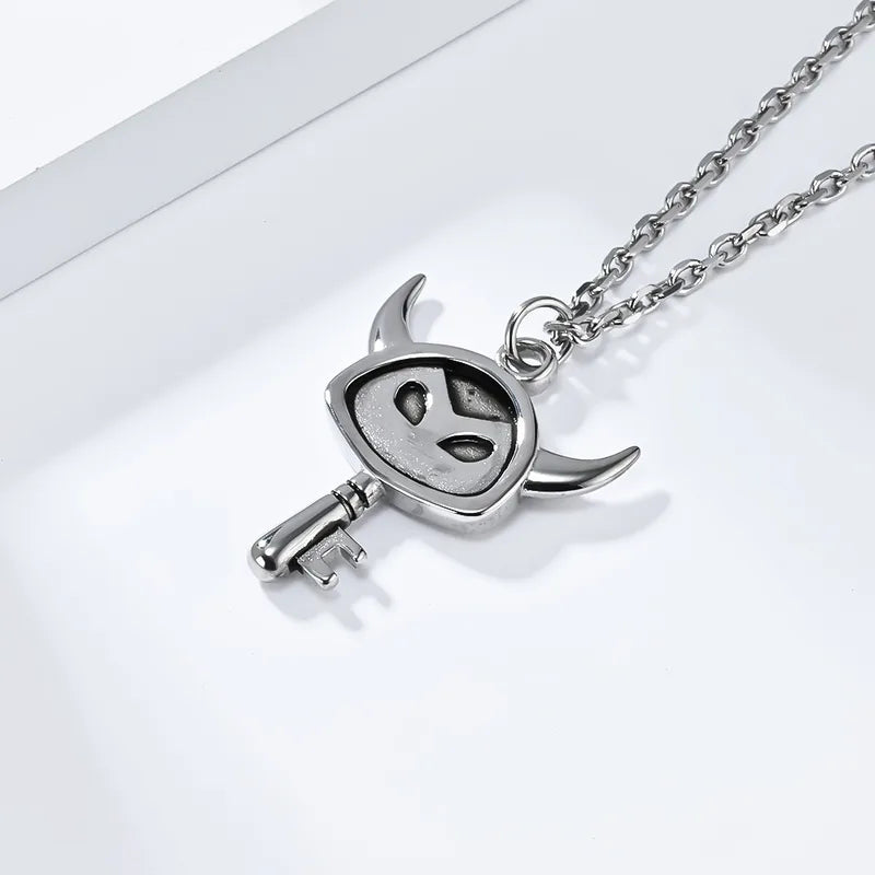Men's Retro "Little Devil" Key Pendant Necklace | Stainless Steel Chain (60cm)
