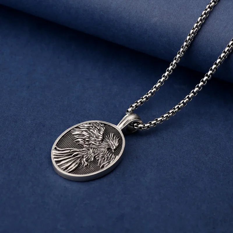 Vintage Phoenix Pendant Necklace for Men – Titanium Steel Hip-Hop Chain