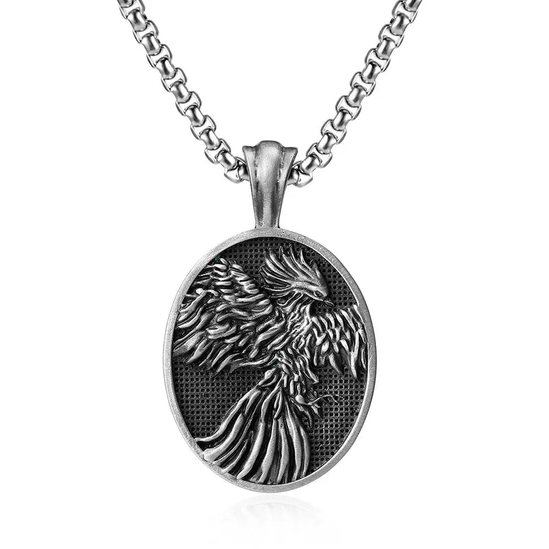 Vintage Phoenix Pendant Necklace for Men – Titanium Steel Hip-Hop Chain