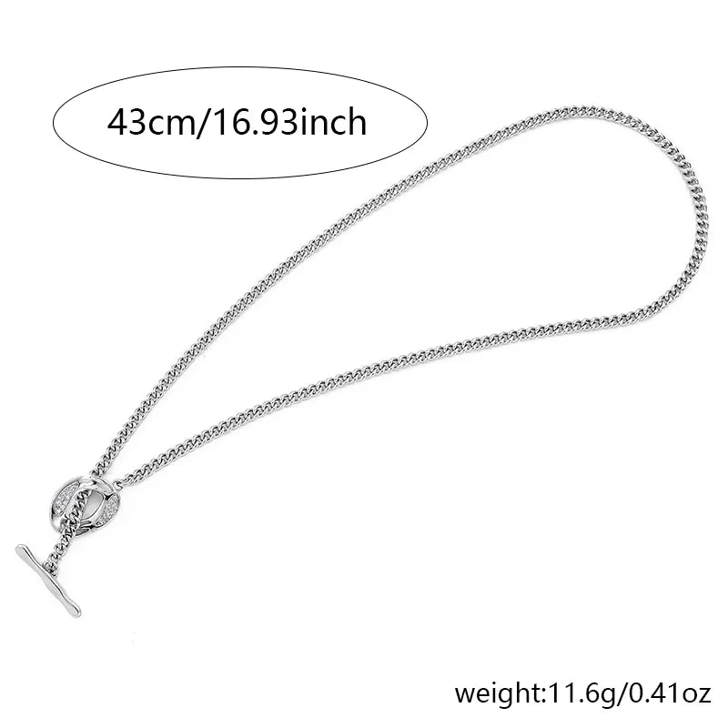 Men's Punk Lock Chain Necklace – 304 Stainless Steel Toggle Clasp, 43cm