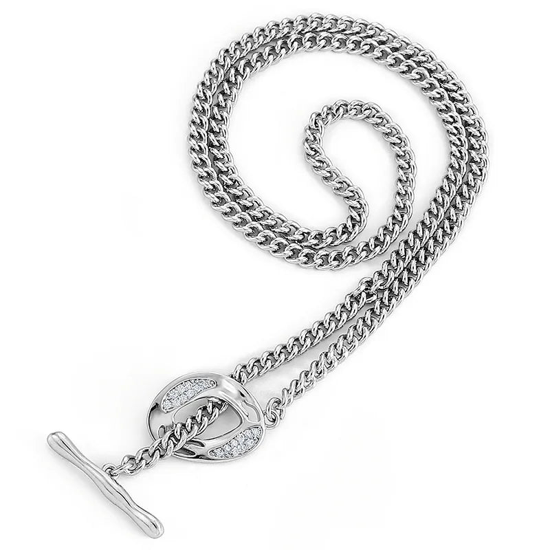 Men's Punk Lock Chain Necklace – 304 Stainless Steel Toggle Clasp, 43cm