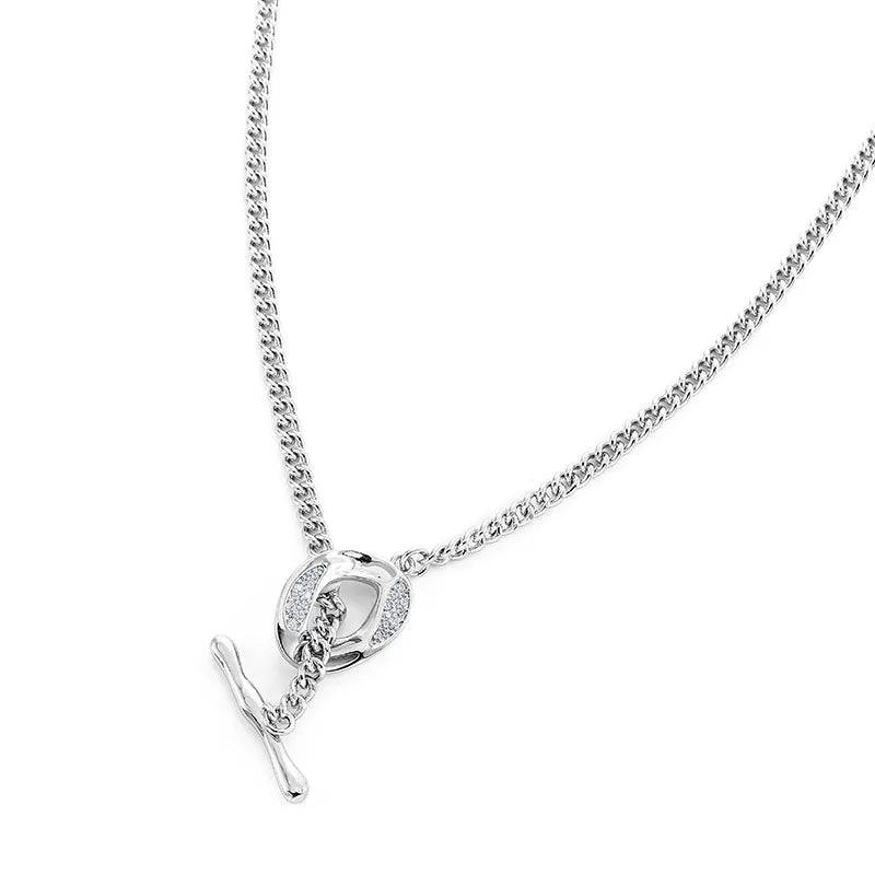Men's Punk Lock Chain Necklace – 304 Stainless Steel Toggle Clasp, 43cm