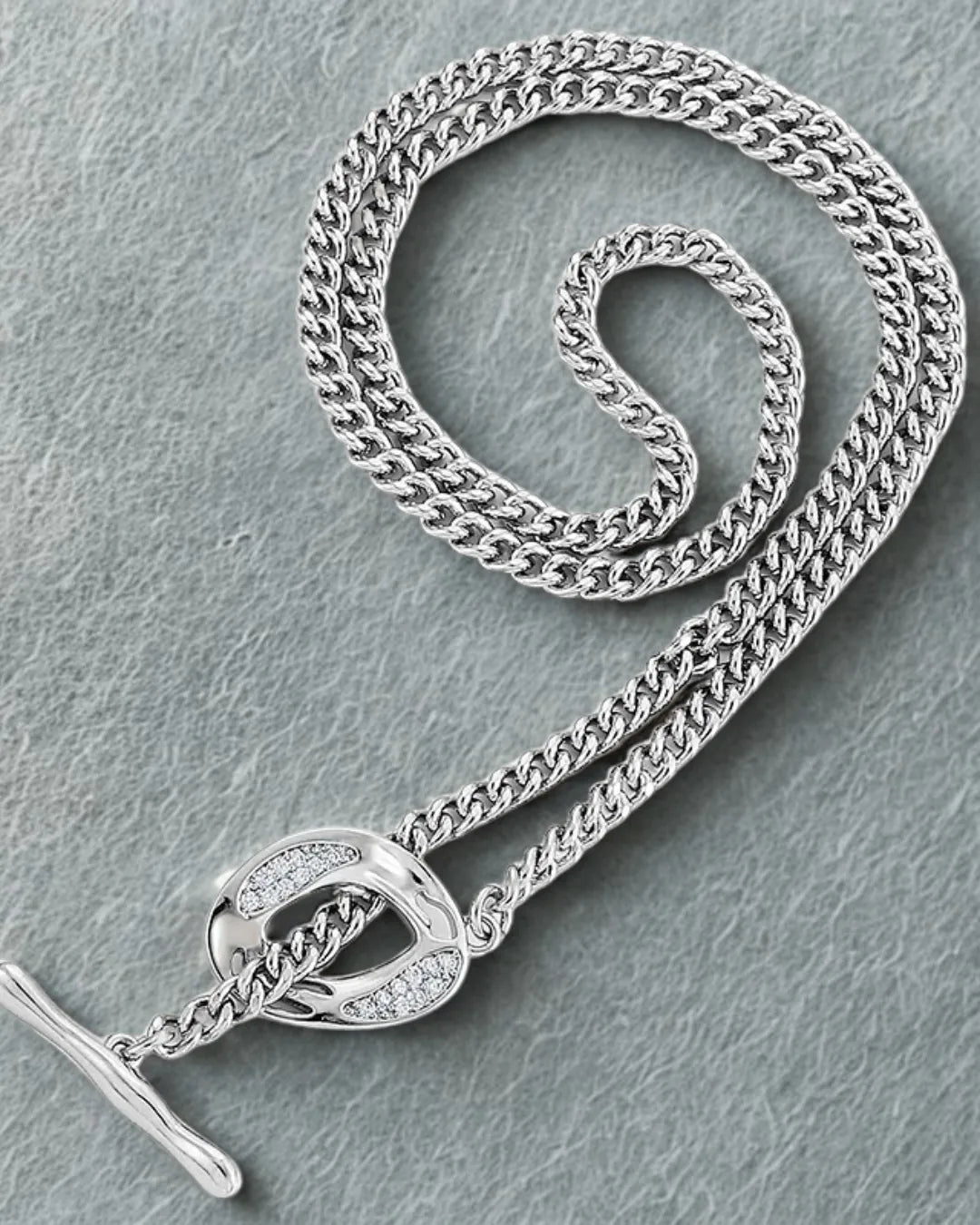 Men's Punk Lock Chain Necklace – 304 Stainless Steel Toggle Clasp, 43cm