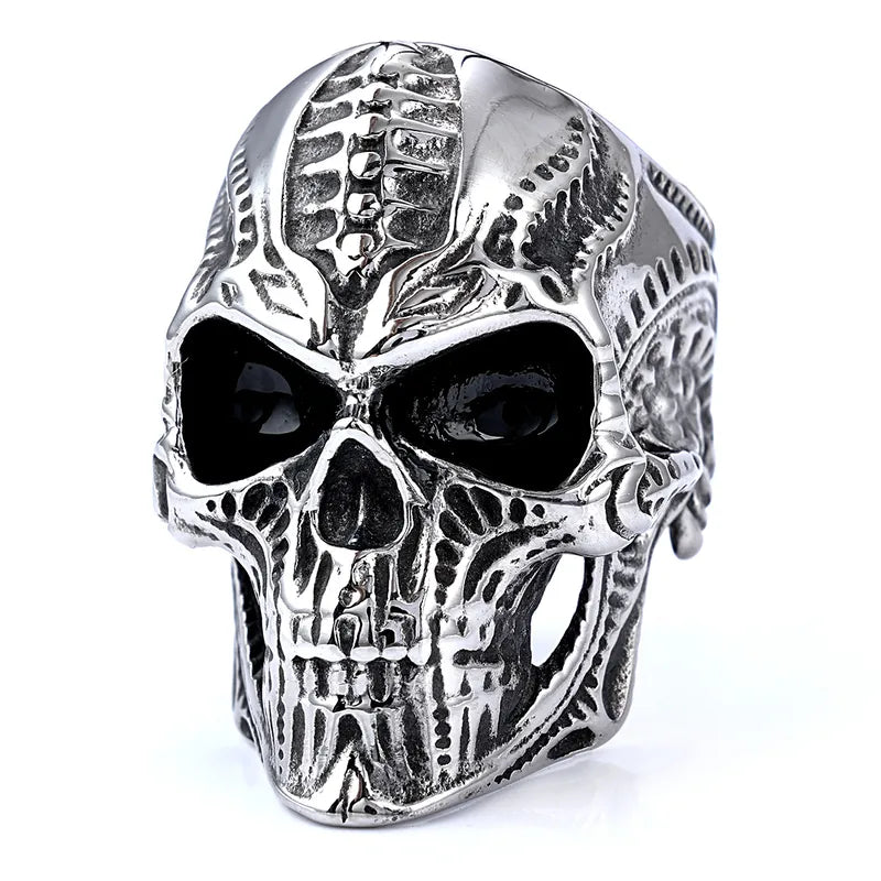 Oversized Gothic Skull Ring for Men – 3D Stainless Steel Punk Biker Style