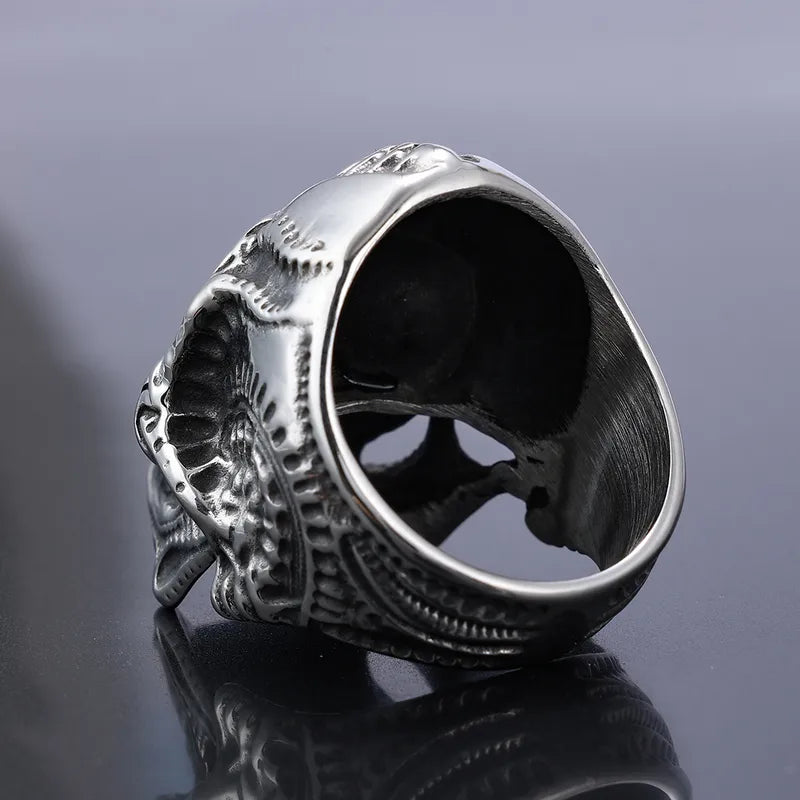 Oversized Gothic Skull Ring for Men – 3D Stainless Steel Punk Biker Style