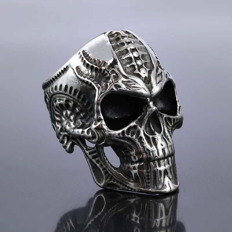 Oversized Gothic Skull Ring for Men – 3D Stainless Steel Punk Biker Style