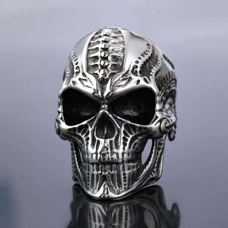 Oversized Gothic Skull Ring for Men – 3D Stainless Steel Punk Biker Style