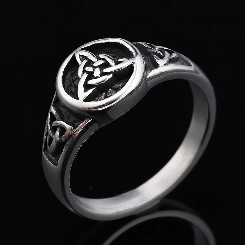 Celtic Knot Stainless Steel Ring – Triquetra Symbol Band